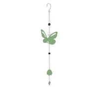 Carillon Métal Papillon - 90 cm, Son Relaxant, Vert pâle, Décoration Extérieure pour Jardin ou Terrasse