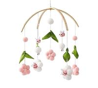 Carillon mobile pour bébé avec boules en feutre - Fleurs et abeilles fraîches - Cloche de lit suspendue pour lit de bébé, table à langer (rose)