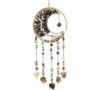 Carillon pour attrape-rêves avec Lune Plaquée Or 50cm Carillon | écrasée, motif pour arbre unique, aspect naturel élégant, pour fait avec soin, longueur 50cm