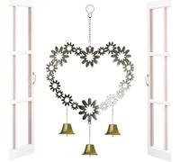 Carillons de vent de coeur | Pendentif en métal 5,9x17,7 pouces avec motif floral | Creux romantique | - Carillons pour l'extérieur, pour la mémoire de la mère papa, de la Saint-Valentin, du m