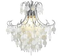 Carillons éoliens contemporains Suspension Coquillage Abat-Jour en Cristal E14 Plafonnier 3 lumières Îlot de Cuisine Table à Manger Hôtel Lampes suspendues (B)