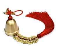Carillons éoliens Feng Shui rétro Suspendus, Cloches Porte-Bonheur d'extérieur avec 5 empereurs, Argent nœuds de Bon augure, décoration d'intérieur Orientale, Ornements artisanaux pour