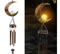 Carillons Éoliens Solaires à LED, Carillons Éoliens Suspendus en Métal Veilleuses Lunaires Extérieures pour Jardin, Terrasse, Balcon, Cour