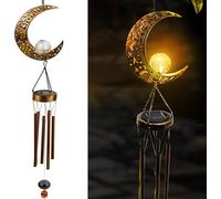 Carillons Éoliens Solaires à LED,Carillons Éoliens Suspendus en Métal Veilleuses Lunaires Extérieures pour Jardin,Terrasse,Balcon,Cour