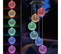Carillons éoliens Solaires D'extérieur, Boules de Cristal à Changement de Couleur Lampe Carillon éolienne Solaire à Suspendre Wind Bell Light Mobile Disco Mirror Lamp pour Extérieur,(#1)