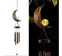 Carillons éoliens solaires lifemet - Éclairage LED alimenté par énergie solaire, lumières de nuit de lune pour jardin extérieur, carillon de vent en métal étanche, lampe pour patio, terrasse, pelouse