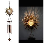 Carillons éoliens solaires lifemet - Éclairage LED alimenté par le soleil, lampe de carillon éolien en métal étanche pour jardin, patio, terrasse, pelouse, cour