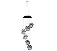 Carillons éoliens solaires pour l'extérieur, carillons éoliens en forme de patte de chien à couleur changeante pour l'extérieur, lampes solaires suspendues étanches pour jardin, patio, balcon, cari