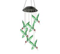 Carillons éoliens solaires pour oiseaux, lumière changeante de couleur, coque noire étanche, carillons éoliens extérieurs à LED, lumière pour jardin, balcon, petits oiseaux colorés