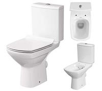 Carina Toilettes en céramique sur pied avec réservoir de chasse d'eau et siège fin en Duroplast avec système d'abaissement automatique SoftClose pour sortie horizontale