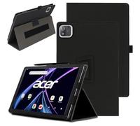 carinacoco Étui pour Acer Iconia Tab A10(A10-21-A7RM) 10,1", couverture complète, en cuir de qualité supérieure, pliable, anti-chute, avec porte-crayon et dragonne, noir