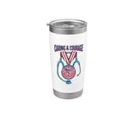 Caring & Courage Patriotisme Infirmière Appréciation Medical Hero Gobelet isotherme en acier inoxydable double paroi
