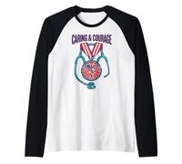Caring & Courage Patriotisme Infirmière Appréciation Medical Hero Manche Raglan