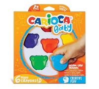 Carioca Crayons de cire 42956 – Lot de 6 en forme d’ourson Multicolore