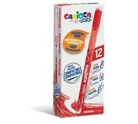 CARIOCA Oops | Lot de Stylos Effaçables pour l'Ecole et le Bureau avec Double Gomme et Poignée Ergonomique, Stylos Rouges, 12 Pièces