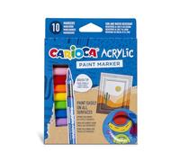 CARIOCA Marqueurs peinture acrylique - Pour toutes surfaces, pointe pinceau, encre à base d’eau couvrante, ne sèche pas à l’air, parfaits pour artistes, écoles loisirs créatifs (boîte de 10 marqueurs)
