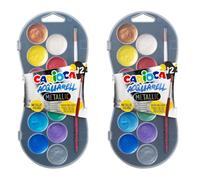 Carioca Aquarelles métalliques | Étui avec aquarelles de couleurs métalliques | Facile à mélanger et résistant à la lumière | Étui de 12 aquarelles (Lot de 2)