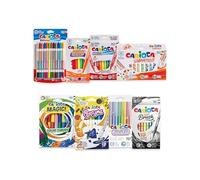 CARIOCA Assortiment de feutres - Double pointe, bicolores, fluorescents, pastels, parfumés, changeant de couleur, pointes coniques, pinceau et tampon, coffret de 8 boîtes, 84 pièces au total