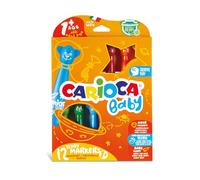 Carioca Baby Teddy Markers, Feutres pour Enfants, Feutres de Couleur, Ergonomiques pour Les Petits Enfants, avec Encre Antibactérienne, Lavable, Couleurs Assorties, 12 Pièces