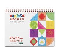 Carioca Bloc de papier à dessin 25 x 35 cm Idéal pour une utilisation avec les gouaches et aquarelles | Feuilles avec bords prédécoupés pour faciliter le déchirement | 50 feuilles de 110 g
