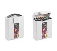 CARIOCA Colori Plus Sketch Marker Dual Tip Markers Chisel and Brush, Alcohol-Based Ink, Light Odor, Quick Drying (Box of 32 Acrylic Markers), Art & School Supplies