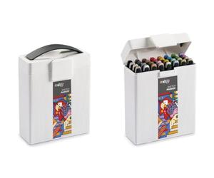 CARIOCA Colori Plus Sketch Marker Dual Tip Markers Chisel and Brush, Alcohol-Based Ink, Light Odor, Quick Drying (Box of 32 Acrylic Markers), Art & School Supplies