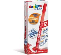 CARIOCA Oops | Lot de Stylos Effaçables pour l'Ecole et le Bureau avec Double Gomme et Poignée Ergonomique, Stylos Rouges, 12 Pièces