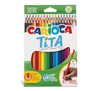CARIOCA TITA, Crayons de Couleur, Crayons Hexagonaux en Résine, Crayons pour Enfants et Adultes, pour Le Dessin et Le Coloriage, Écriture Douce, Couleurs Assorties, 36 Pièces