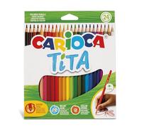 Carioca Crayons de couleur Tita – Couleurs vives lavables, mine extra-forte Ø 3 mm, boîte 24