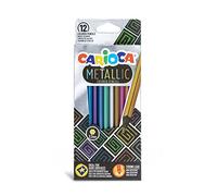 Carioca Crayons métalliques, 12 crayons de couleur opaques avec finition métallique, forme hexagonale, crayons de couleur pour enfants et adultes, pour dessin et coloriage, faciles à sortir, couleurs