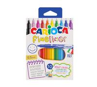 Carioca Fineliner Boîte de 10 Fineliners Couleurs Assorties Pointe précise 0,5 mm Made in Italy Couleurs Brillantes 10 unités