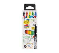 Carioca Fineliner Modèle Study Boîte de 5 Fineliners Couleurs primaires Pointe précise 0,5 mm Fabriqué en Italie avec des couleurs brillantes