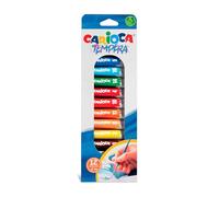 Carioca gouache en tubes | 12 tubes de 12 ml, couleurs assorties et brillantes, super lavables et mélangeables, haute opacité | S'applique sur matériaux poreux | 12 pièces