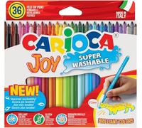 CARIOCA Joy Fine Tip Colors - Marqueurs à encre super lavables avec pointe fine de 2,8 mm - Encre longue durée, sans gluten, fabriqués en Italie (boîte de 36 marqueurs)