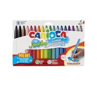 CARIOCA Jumbo Feutres pour Enfants - Encre Super Lavable, Pointe Large Bloquée, Corps Octogonal Maxi, Sans Gluten, Fabriqué en Italie (Boîte de 18 Feutres)