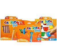 CARIOCA Jumbo Feutres pour Enfants - Encre Super Lavable, Pointe Large Bloquée, Corps Octogonal Maxi, Sans Gluten, Fabriqué en Italie (Set de 18 Feutres)