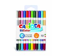 Carioca Feutres à double pointe bicolores – Lot de 12