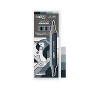 CARIOCA Marqueurs à croquis Colori Plus - Gris, double pointe biseautée, encre à base d’alcool à odeur légère, séchage rapide, tracé fluide, parfaits pour dessin et illustration (boîte de 4 marqueurs)