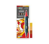 CARIOCA Marqueurs à croquis Colori Plus - Rouges double pointe biseautée, encre à base d’alcool à odeur légère, séchage rapide, tracé fluide, parfaits pour dessin, illustration (boîte de 4 marqueurs)