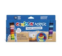CARIOCA Peinture Marqueur, Set de Marqueurs Acryliques, 18 Marqueurs