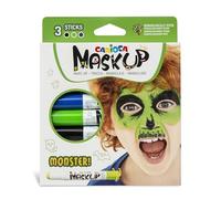 CARIOCA Mask Up Monsters, Kit de Peinture du Visage pour Garçons et Filles, Bâtonnets de Maquillage Idéal pour Noël, Halloween, Carnaval et Fêtes - 3 Couleurs et 2 Tutoriels - Testé Dermatologiquement