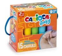 Carioca Maxi Multicolor Baby Craies Lot de 15 craies - Sans poussière - Certifiées à partir de 24 mois - Couleurs vives - Lavables - Faciles à effacer - Pot avec poignée - Divers coloris G