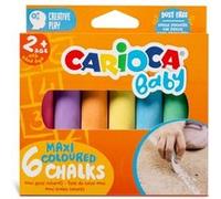 Carioca Maxi Multicolor Baby Craies Lot de 6 craies - Sans poussière - Certifiées à partir de 24 mois - Couleurs vives - Lavables - Faciles à effacer - Divers coloris G