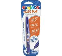 Carioca oops pop stylo effaçable - thermo sensible - grip texturé - pointe de 0.7mm - double eraser - recharges compatibles - couleur bleue -