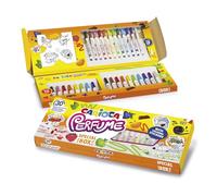 Carioca Set spécial de marqueurs parfumés | Contient 30 feutres parfumés avec autocollants de coloriage | Couleurs assorties | Encre lavable et pointe bloquée