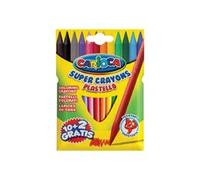 Carioca Plastello - Crayon - Plastic Wax - Non Permanent - Couleurs Brillantes Assorties - Pack De 12