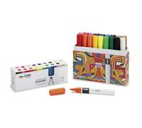 Carioca Plus Marqueur acrylique | Boîte premium de 18 feutres acryliques pour différents types de surface | Fabriqué à partir de base d'eau | 18 pièces