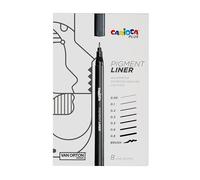 CARIOCA Plus Pigment Liner résistant au soleil et à l'eau | Encre très pigmentée et pointes pour des lignes précises et claires | 8 pièces avec différents types de pointes
