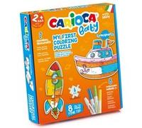 Carioca Puzzle à colorier Transports Baby 2+ Pack de puzzles pour enfants - 2 transports 3 pièces - 2 transports de référence - 8 marqueurs super lavables - Différentes couleurs G