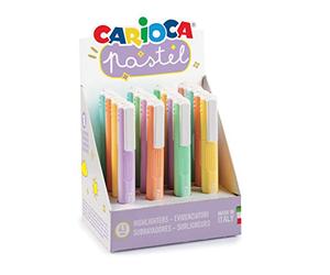 CARIOCA Surligneurs Pastel, Lot de 16, Pointe Biseautée 4,5 mm, Couleurs Pastel Assorties, Super Lavables, Idéal pour Mettre en Valeur et Surligner